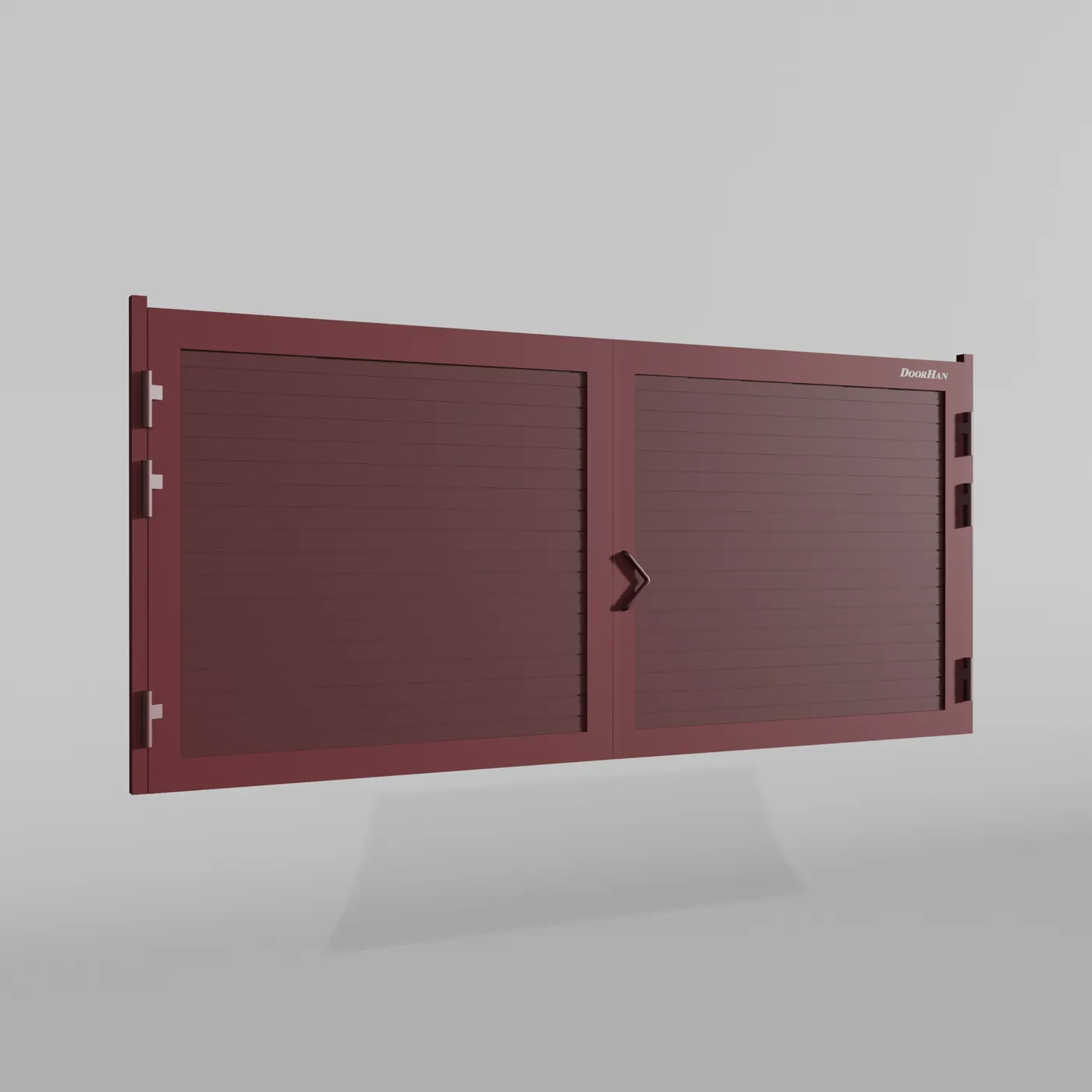 Распашные ворота DoorHan 4300х1900 цвета RAL 3005 (бордовый) с дизайном «доска» с автоматикой