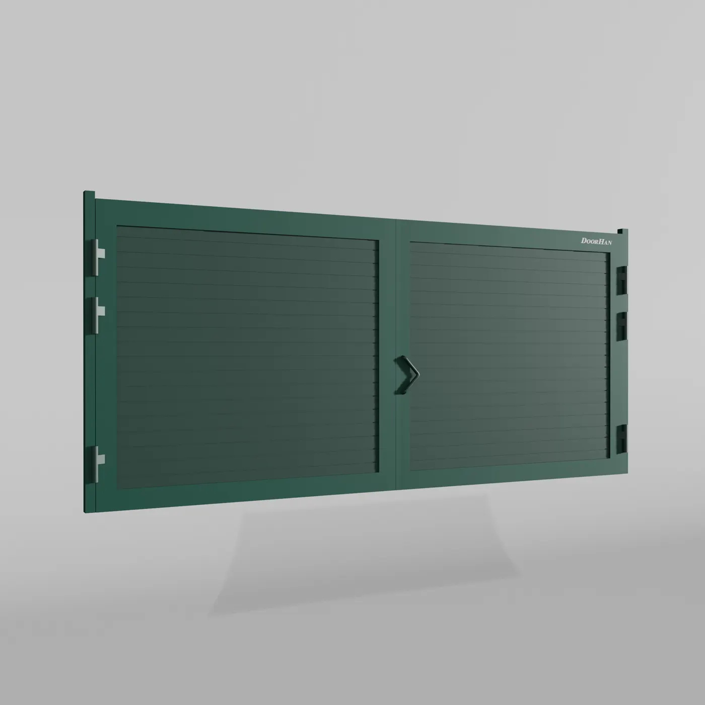 Распашные ворота DoorHan 2400х1100 цвета RAL 6005 (зелёный) с дизайном «доска» с автоматикой