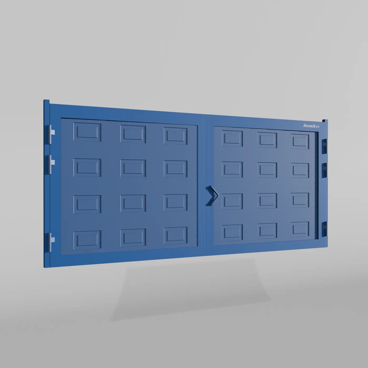 Распашные ворота DoorHan 4800х1000 цвета RAL 5005 (синий) с дизайном «филенка» с автоматикой