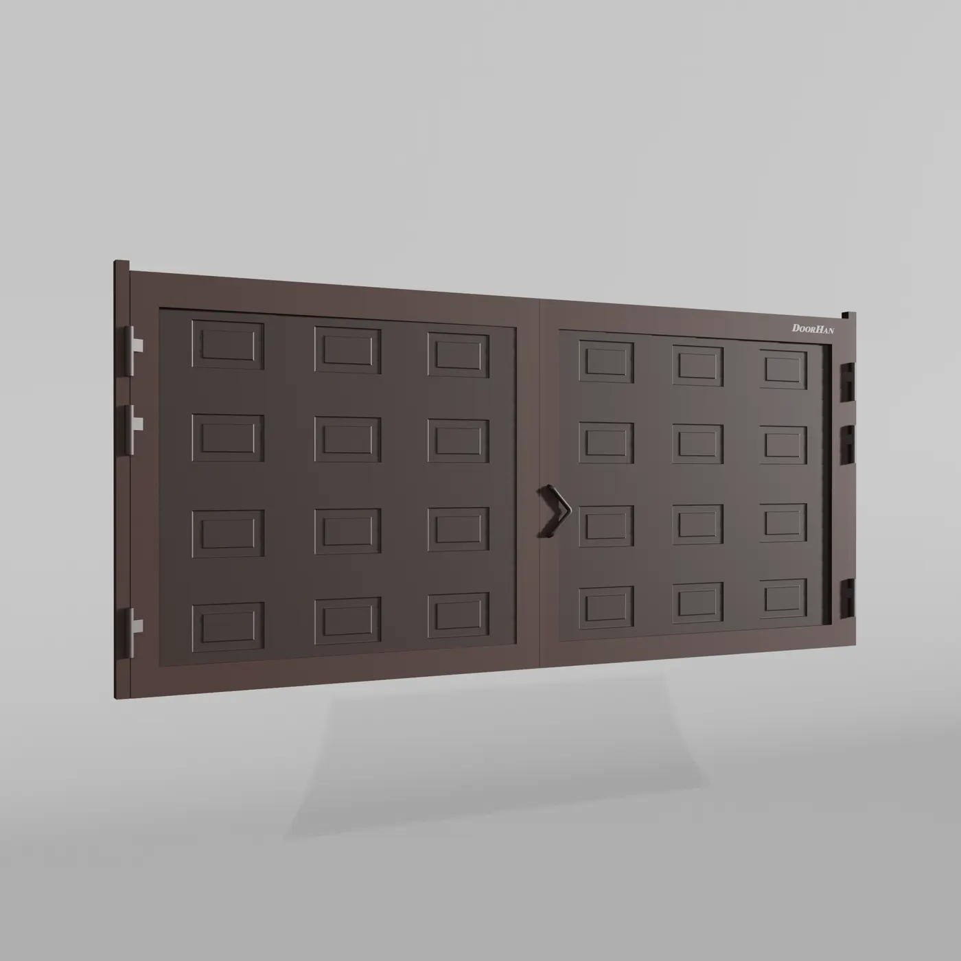 Распашные ворота DoorHan 3200х1600 цвета RAL 8017 (коричнево-красный) с дизайном «филенка» с автоматикой